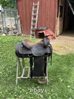 Vintage Billy Joe Roger's Western Ranch Saddle. Leather. Made In Texas 16 Seat