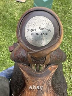 Vintage Billy Joe Roger's Western Ranch Saddle. Leather. Made In Texas 16 Seat
