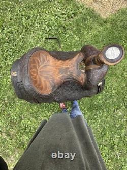 Vintage Billy Joe Roger's Western Ranch Saddle. Leather. Made In Texas 16 Seat