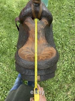 Vintage Billy Joe Roger's Western Ranch Saddle. Leather. Made In Texas 16 Seat