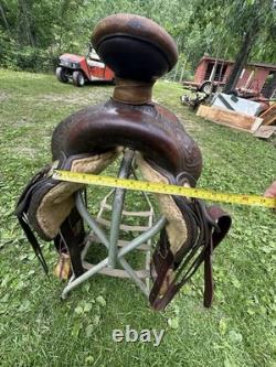 Vintage Billy Joe Roger's Western Ranch Saddle. Leather. Made In Texas 16 Seat