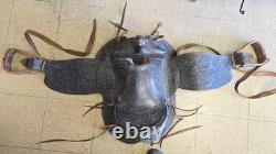 Vintage Black Leather Western Saddle with a horn, swells and