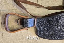 Vintage Black Leather Western Saddle with a horn, swells and