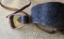 Vintage Black Leather Western Saddle with a horn, swells and