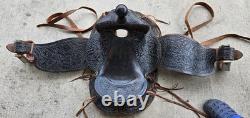 Vintage Black Leather Western Saddle with a horn, swells and
