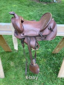 Vintage Bona Allen Leather Service Horse Saddle Stirrups 12in Worn Western Tack