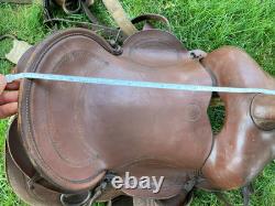 Vintage Bona Allen Leather Service Horse Saddle Stirrups 12in Worn Western Tack