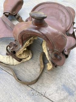 Vintage Bona Allen Leather Service Horse Saddle Stirrups 12in Worn Western Tack