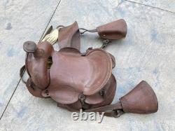 Vintage Bona Allen Leather Service Horse Saddle Stirrups 12in Worn Western Tack