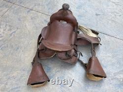 Vintage Bona Allen Leather Service Horse Saddle Stirrups 12in Worn Western Tack