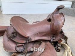 Vintage Bona Allen Leather Service Horse Saddle Stirrups 12in Worn Western Tack