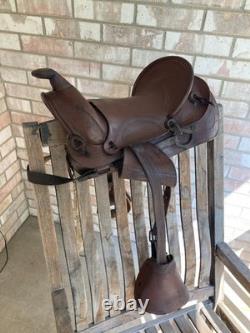 Vintage Bona Allen Leather Service Horse Saddle Stirrups 12in Worn Western Tack