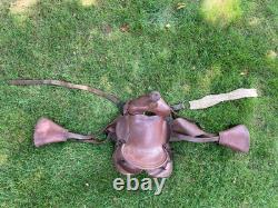 Vintage Bona Allen Leather Service Horse Saddle Stirrups 12in Worn Western Tack