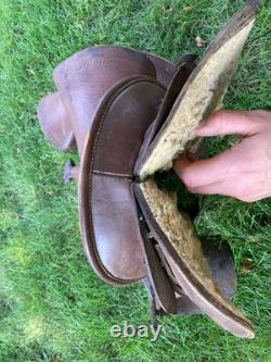 Vintage Bona Allen Leather Service Horse Saddle Stirrups 12in Worn Western Tack