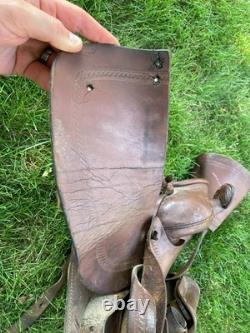 Vintage Bona Allen Leather Service Horse Saddle Stirrups 12in Worn Western Tack