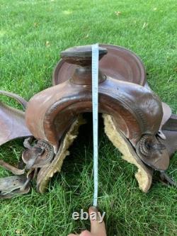 Vintage Bona Allen Leather Service Horse Saddle Stirrups 12in Worn Western Tack
