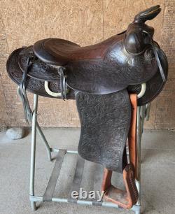 Vintage Bona Allen western saddle, 15 with matching rear cinch