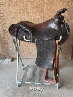 Vintage Bona Allen western saddle, 15 with matching rear cinch