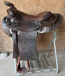 Vintage Bona Allen western saddle, 15 with matching rear cinch