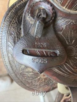 Vintage Bona Allen western saddle, 15 with matching rear cinch