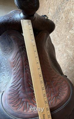 Vintage Bona Allen western saddle, 15 with matching rear cinch