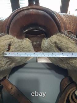 Vintage Bonanza Big Horn Leather Western Saddle 14 Seat Nice Tooling Repaired
