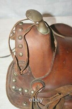 Vintage Child's Leather Pony Or Miniature Horse Western Saddle