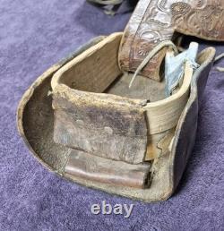 Vintage Children's Tooled Leather Horse Saddle, 11 Seat, Western Farm Decor