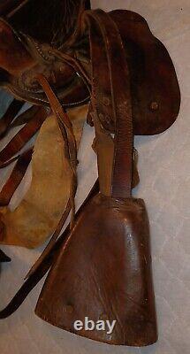 Vintage Children's Western Brown Leather Pony Horse Saddle