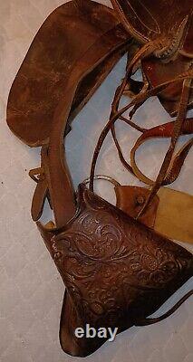 Vintage Children's Western Brown Leather Pony Horse Saddle