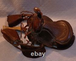 Vintage Children's Western Brown Leather Pony Horse Saddle