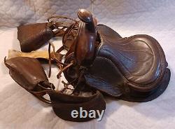 Vintage Children's Western Brown Leather Pony Horse Saddle