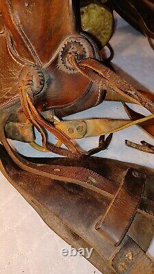 Vintage Children's Western Brown Leather Pony Horse Saddle