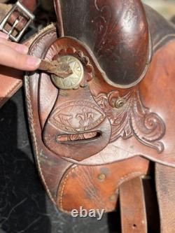Vintage Circle Y Cow Country Saddle with Breastcollar and Headstall 15 Seat