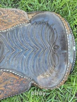 Vintage Circle Y Western Show Saddle Floral Hand Tooled Sterling Silver 15-15.5