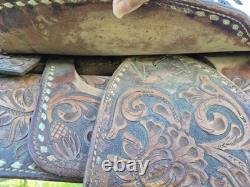 Vintage Circle Y Western Show Saddle Floral Hand Tooled Sterling Silver 15-15.5