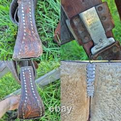 Vintage Circle Y Western Show Saddle Floral Hand Tooled Sterling Silver 15-15.5