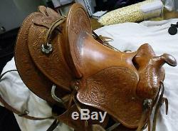 Vintage Custom Made HAnd Carved Leather Western Cowboy Saddle