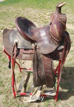 Vintage Denver Round Skirt High Back Western Saddle 12½ Seat