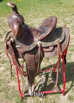 Vintage Denver Round Skirt High Back Western Saddle 12½ Seat