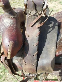 Vintage Denver Round Skirt High Back Western Saddle 12½ Seat