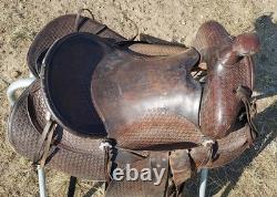 Vintage Early Bona Allen makers mark 15¼ Western Saddle As Is