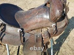 Vintage Early Bona Allen makers mark 15¼ Western Saddle As Is