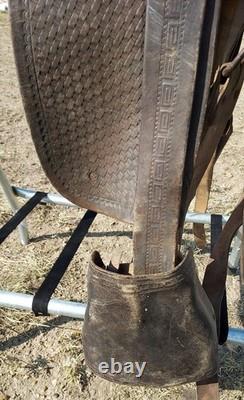 Vintage Early Bona Allen makers mark 15¼ Western Saddle As Is