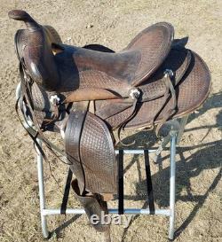 Vintage Early Bona Allen makers mark 15¼ Western Saddle As Is