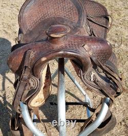 Vintage Early Bona Allen makers mark 15¼ Western Saddle As Is