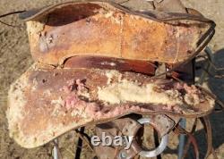 Vintage Early Bona Allen makers mark 15¼ Western Saddle As Is
