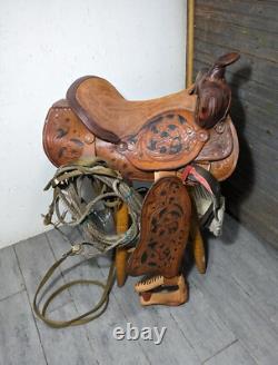 Vintage Easy Rider Action Saddle Tooled Leather Western Horse Saddle