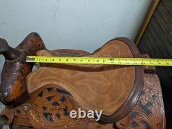 Vintage Easy Rider Action Saddle Tooled Leather Western Horse Saddle