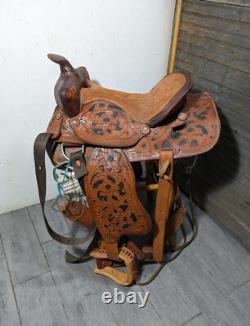 Vintage Easy Rider Action Saddle Tooled Leather Western Horse Saddle